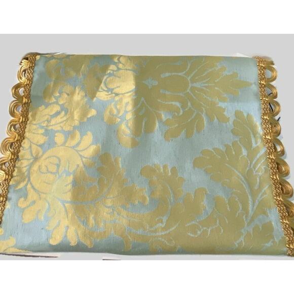 Farmhouse Table Runner Reversible Gimp Trim Mantle Dresser Scarf Foil Print - Picture 6 of 7